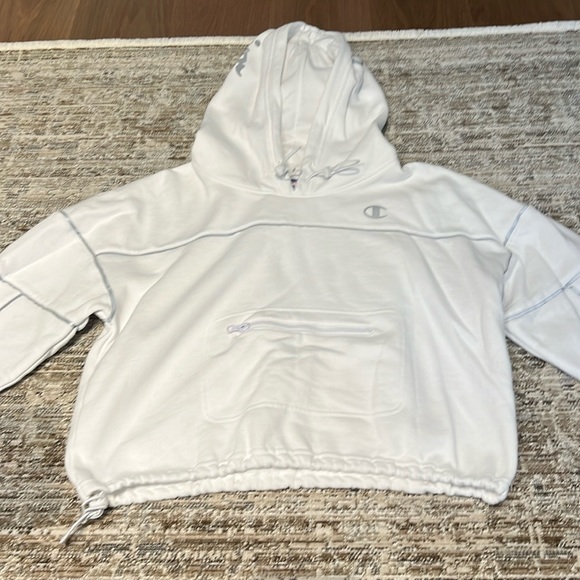 Champion white cropped hoodie SIZE SMALL - Picture 1 of 3
